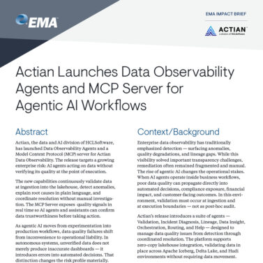Actian Launches Data Observability Agents and MCP Server for Agentic AI Workflows
