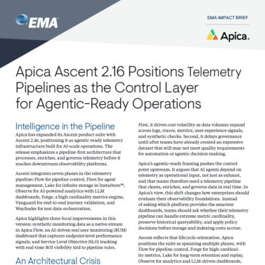 Apica Ascent 2.16 Positions Telemetry Pipelines as the Control Layer for Agentic-Ready Operations